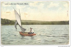 Loon Lake near Farwell, Michigan,  PU-1908 ; Sailing