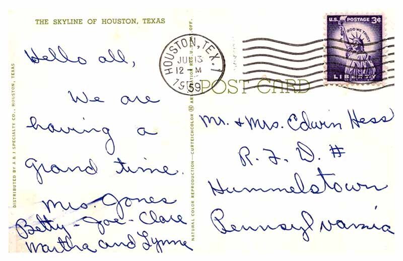 Postcard SHOPS SCENE Houston Texas TX AT5059