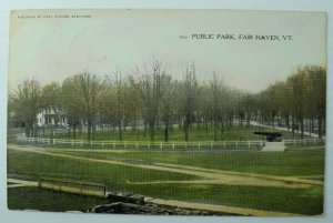 C.1900-1910 Public Park, Fair Haven, VT Trees Field Cannon Postcard P90