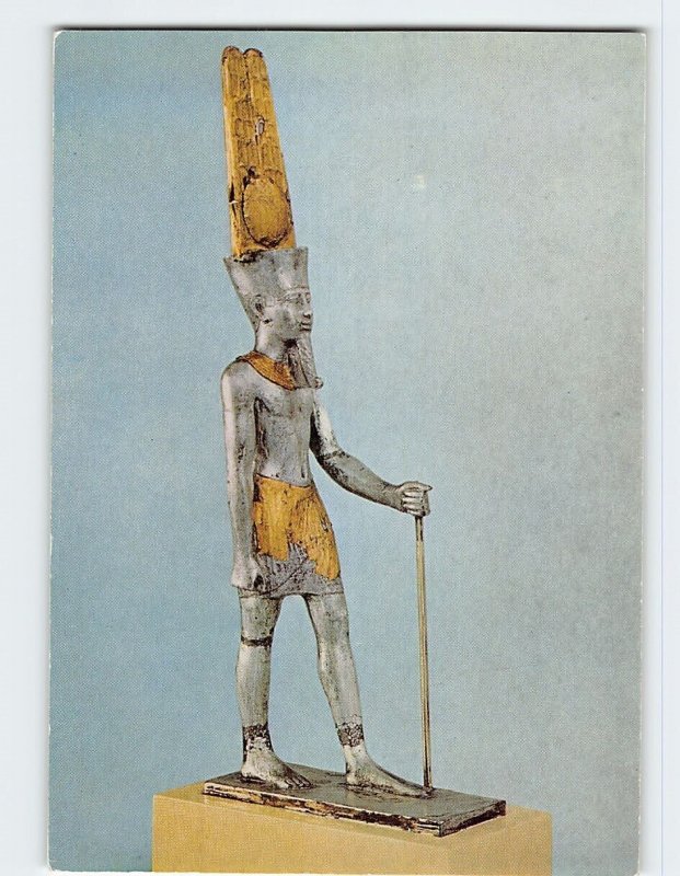 Postcard Silver and gold figure of Amun, The British Museum, London, England