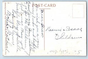 Christmas Postcard Mother Seeing Children Sleeping Teddy Bear c1910's Antique