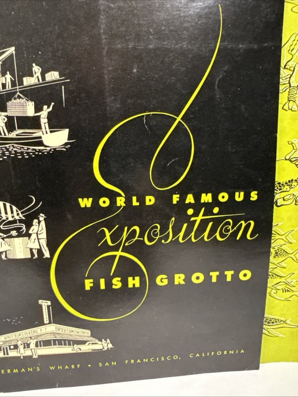 Vintage 50s EXPOSITION FISH GROTTO Menu San Francisco CA Fishermans Wharf
