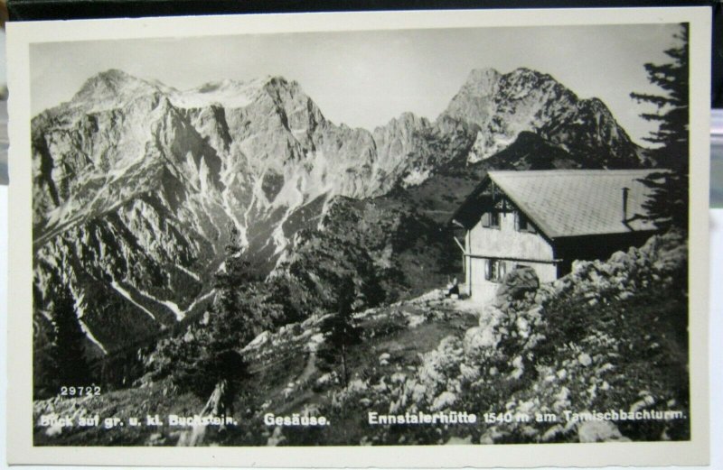 Austria Blick auf Buchstein Gesause Ennstaterhutte RPPC - unposted