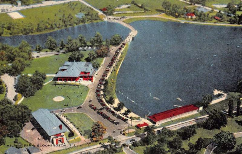 Bloomington Illinois Miller Park Birdseye View Antique Postcard K90896