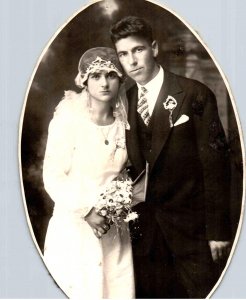 Real Photo - Young Wedding Couple from Yugoslavia - 1920s