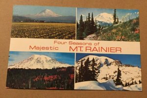 VINTAGE UNUSED POSTCARD FOUR SEASONS OF MT. RAINIER,WASHINGTON CREASE