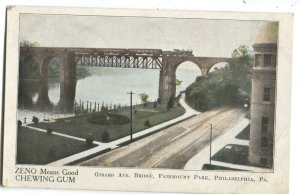 Advertising Postcard Zeno  Gum Girard Ave Bridge Fairmount Park Philadelphia PA