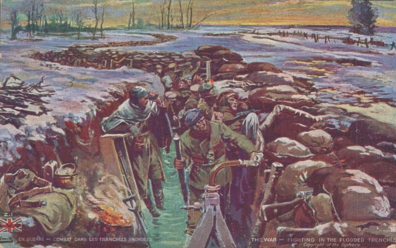 Military The War Fighting In The Flooded Trenches WW1 Postcard 07.76