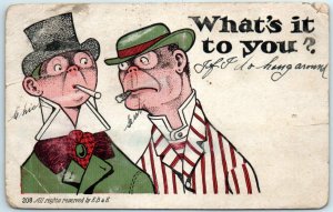 M-33140 Two Men Smoking Comic Art Print What's it to you