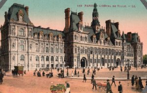 Paris France, Paris L'Hotel De Ville Town Hall Street View, Vintage Postcard