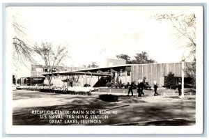 Reception Center Postcard RPPC Photo Main Side US Naval Training Station 1945