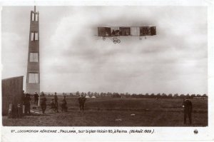 Paulman Aerienne Locomotion Reims French Plane OId Real Photo Postcard