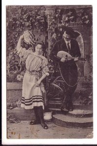 Romantic Couple, Dancing with Tambourine, Playing Guitar