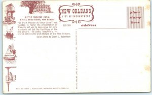 c1950s New Orleans, LA Little Theatre Patio Mirro Krome Postcard Vieux Carre A41