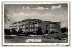 High School Building Hagerstown Maryland MD Silvercraft WB Postcard Y3