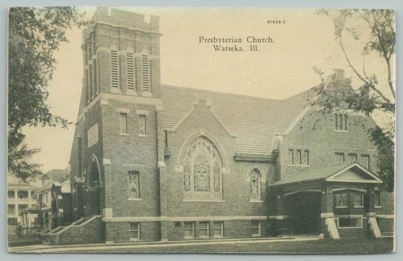 Watseka Illinois~Presbyterian Church~Vintage Postcard