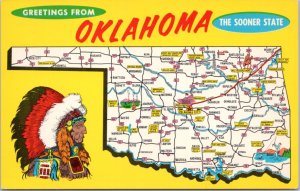 Postcard OK Map - Oklahoma The Sooner State