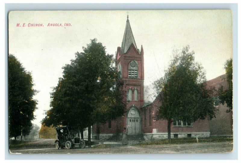 Circa 1900-10 M.E. Church, Angola Hand Tinted, Indiana Vintage Postcard P9 