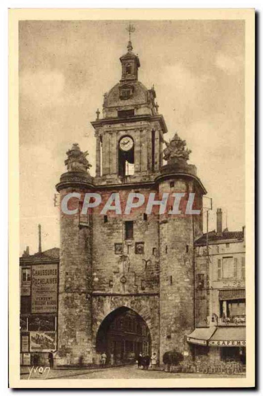 Old Postcard La Rochelle Charente Infer Big Clock Tower
