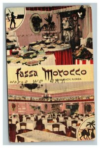 Vintage 1947 Advertising Postcard Fassa Morocco Restaurant Miami Beach Florida