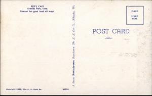 Arnolds Park IA Red's Caf‚ 1952 Postcard