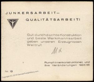 Germany Junkers Airplane Factory Early Advertising Card 81867