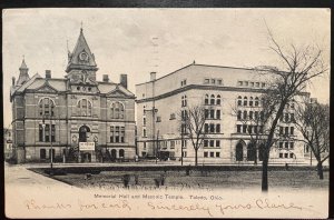 Vintage Postcard 1906 Memorial Hall & Masonic Temple, Toledo, Ohio (OH)