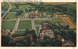 Vintage Postcard Aerial View Administration Buildings Dover Delaware Del Mar New