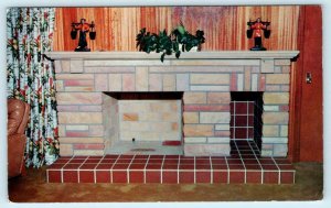 Advertising FRENCH LICK SANDSTONE COMPANY, Indiana IN ~ FIREPLACE 1960s Postcard