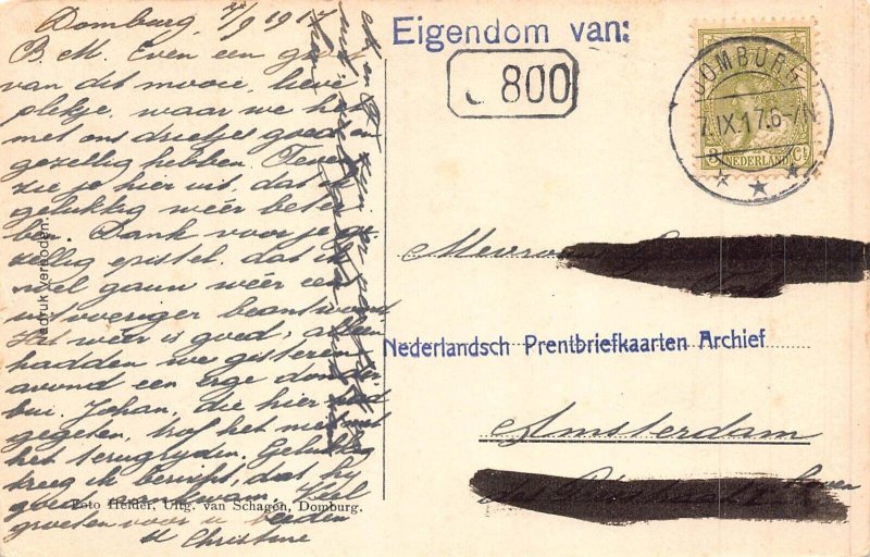A207 Netherlands 1917 Domburgsche Bosschen Forest vintage postcard
