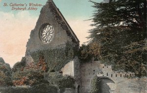 St. Catherine's Window, Dryburgh Abbey. England, Early Postcard, Unused