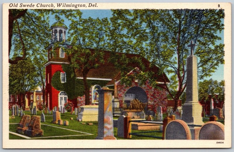 Vtg Wilmington Delaware DE Old Swede Church Graveyard Cemetery 1930s Postcard