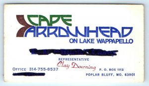 Poplar Bluff, MO Cape Arrowhead Business Card Lake Wappapello Clay Downing C24