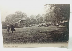 People Watching Band Playing In Bandstand Victoria Park Bath Vtg Postcard c1910