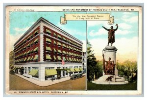 Grave and Monument, Francis Scott Key Hotel, Frederick MD c1920 Postcard L20