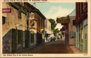 Vtg 1930s Old St George Street Old Curiosity Shop St Augustine FL Postcard