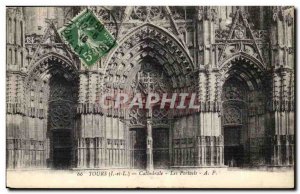 Tours Old Postcard Cathedral Portals