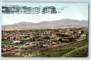 Pocatello Idaho ID Postcard Aerial View Exterior Houses Mountain c1910 Vintage