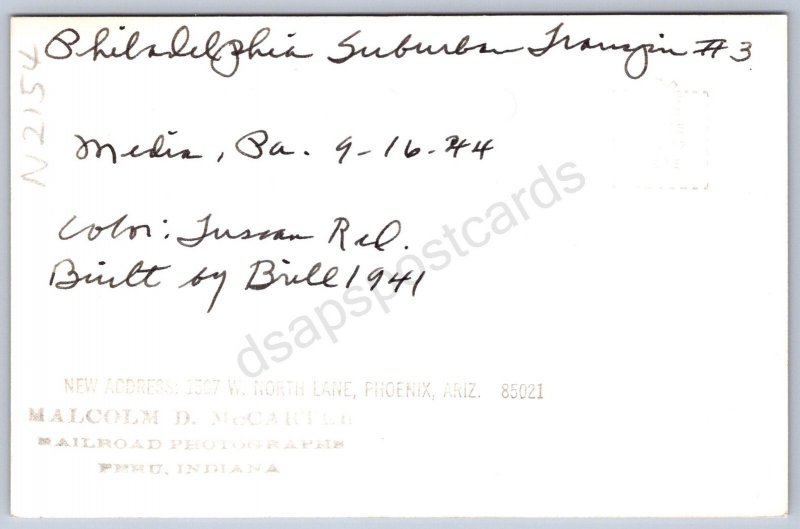 K11/ Trolley RPPC Postcard c1944 Philadelphia Pennsylvania Media Pa Line 677