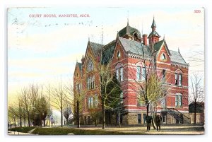 Postcard Court House Manistee Mich. Michigan c1908 Postmark