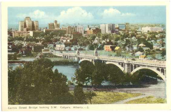 W/B Centre Street Bridge looking S.W. Calgary Alberta AB