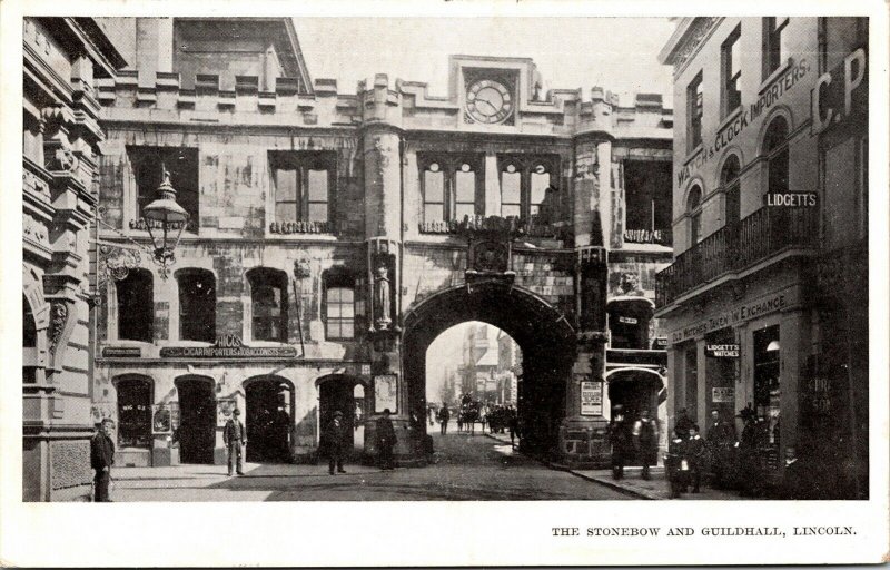 Stonebow Guildhall Lincoln Horse Buggy WB Postcard VTG PM 1 Cancel WOB Ruddocks 