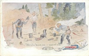 Postcard 1907 Charles Russell skunk camping comic humor Ridgley TP24-837