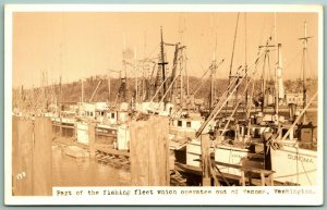 RPPC Fishing Boat Fleet Tacoma Washington WA UNP Postcard C15