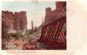 Vintage Postcard 1910's Castle Gate Prince Canyon Utah Denver & Rio Grande UT