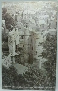 Vintage Postcard Lewes Castle Barbican & Norman Gateway from top of Keep