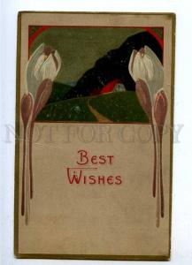 188008 ART NOUVEAU Flowers SNOWDROP Vintage EMBOSSED PC