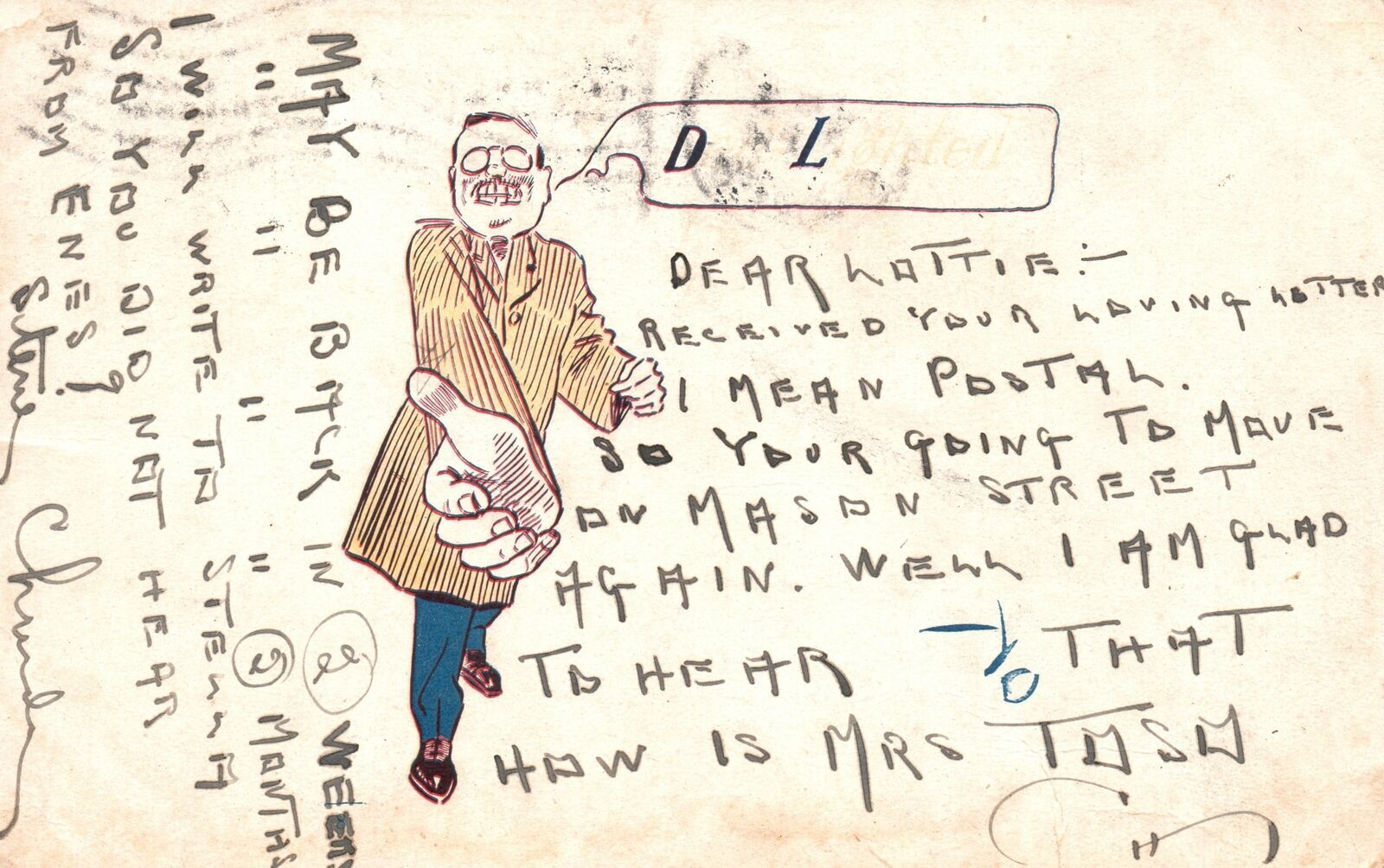 Vintage Postcard 1906 Remembrance Letter To A Friend Whose Moving To