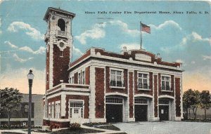 H87/ Sioux Falls South Dakota Postcard c1910 Center Fire Department 40