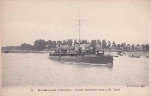 Ouistreham Contre Torpilleur Soriant Dur Canal Boat Postcard